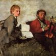 Edgar Degas - Violinist and young woman, circa 1871. Oil and crayon on canvas
